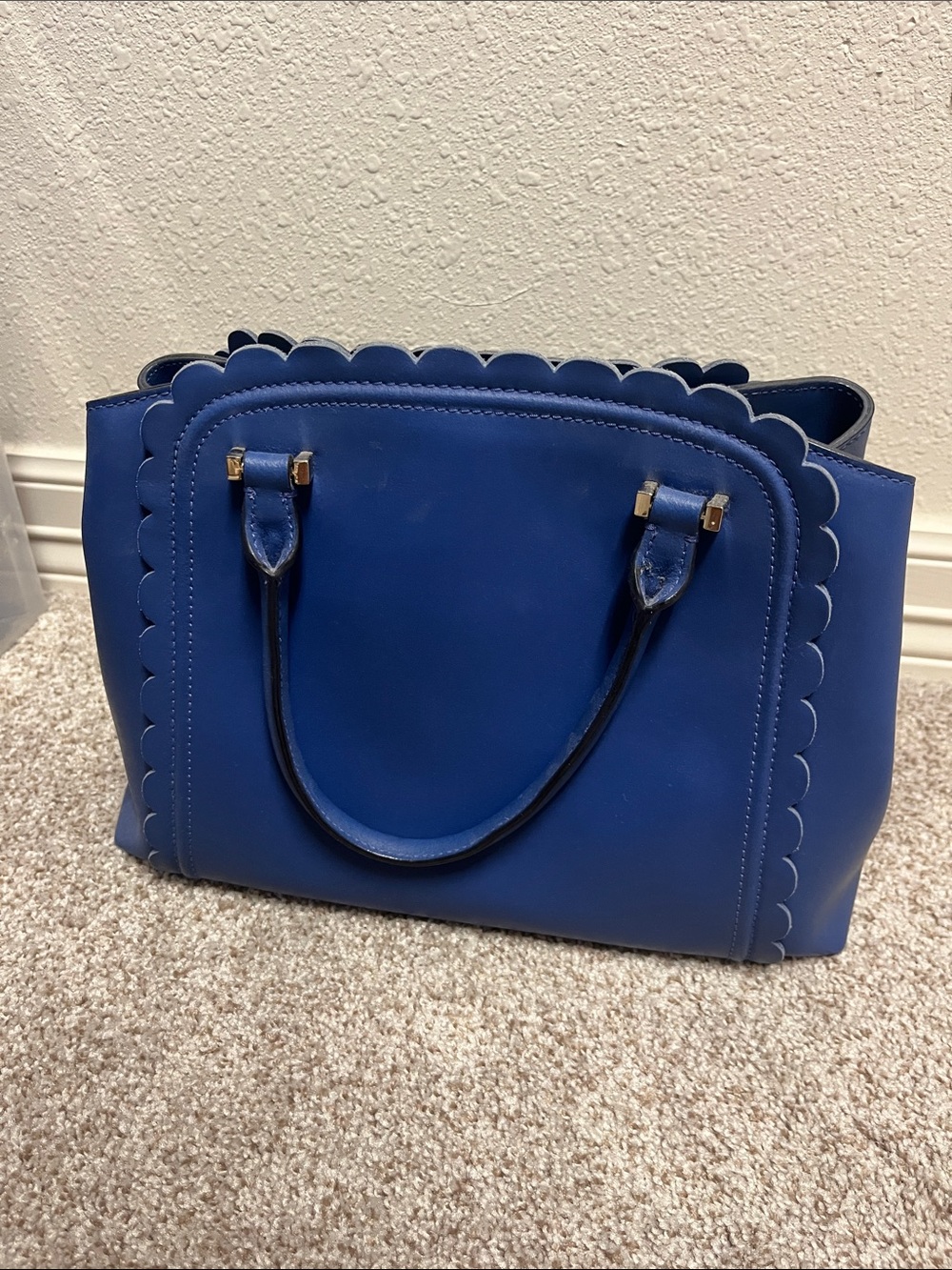 kate spade Blue Scalloped Leather Handbag - Picture 2 of 5